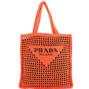 Prada Triangle Logo Open Tote Raffia #204563P14B